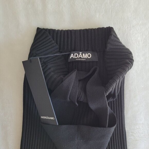 Andrea Adamo Statement Stretchy Ribbed Knit Flared Pants With Waist Cutout - Picture 7 of 8